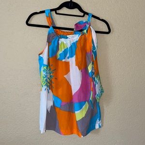 Trina Turk Multicolor Gathered, Halter Tie Neck